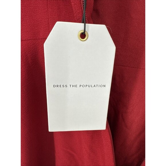New Dress The Population Size Large Red Livia Midi Cocktail Dress Fit & Flare - Picture 8 of 10